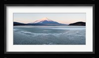 Yamanaka Lake covered with ice and Mt Fuji in the background, Yamanakako, Yamanashi Prefecture, Japan Fine Art Print