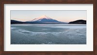 Yamanaka Lake covered with ice and Mt Fuji in the background, Yamanakako, Yamanashi Prefecture, Japan Fine Art Print