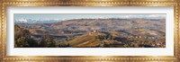 High angle view of vineyards and castle, Grinzane Cavour, Langhe, Cuneo Province, Piedmont, Italy Fine Art Print