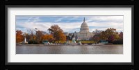 Fall view of reflecting pool and the Capitol Building, Washington DC, USA Fine Art Print