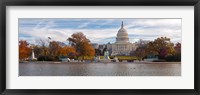 Fall view of reflecting pool and the Capitol Building, Washington DC, USA Fine Art Print