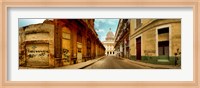 Buildings along street, El Capitolio, Havana, Cuba Fine Art Print
