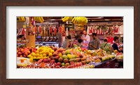 Fruits at market stalls, La Boqueria Market, Ciutat Vella, Barcelona, Catalonia, Spain Fine Art Print