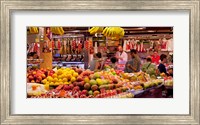 Fruits at market stalls, La Boqueria Market, Ciutat Vella, Barcelona, Catalonia, Spain Fine Art Print