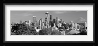 View of city in black and white, Seattle, King County, Washington State, USA 2010 Fine Art Print