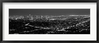 Black and White View of Los Angeles at Night from a Distance Fine Art Print