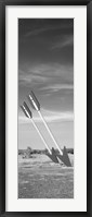 Twin arrows in the field, Route 66, Arizona (black and white) Fine Art Print