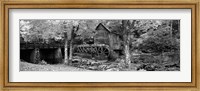 Black & White View of Glade Creek Grist Mill, Babcock State Park, West Virginia, USA Fine Art Print