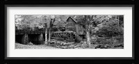 Black & White View of Glade Creek Grist Mill, Babcock State Park, West Virginia, USA Fine Art Print
