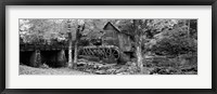 Black & White View of Glade Creek Grist Mill, Babcock State Park, West Virginia, USA Fine Art Print