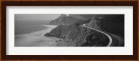 Dusk Highway 1 Pacific Coast CA (black and white) Fine Art Print