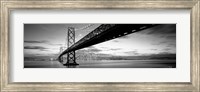 Bay Bridge at Twilight (black & white) Fine Art Print