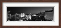 Buildings Lit Up At Night, Las Vegas, Nevada, USA (black & white) Fine Art Print