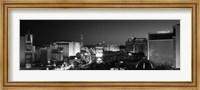 Buildings Lit Up At Night, Las Vegas, Nevada, USA (black & white) Fine Art Print