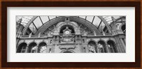 Low angle view of a building, Antwerp, Belgium (black and white) Fine Art Print