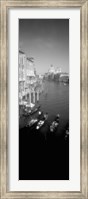 Gondolas in the Grand Canal, Venice, Italy (vertical, black & white) Fine Art Print
