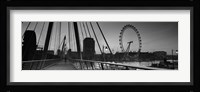 Bridge across a river with a ferris wheel, Golden Jubilee Bridge, Thames River, Millennium Wheel, London, England Fine Art Print
