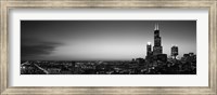 Chicago Skyline at Night (black & white) Fine Art Print