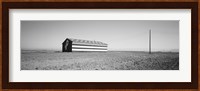 Flag Barn on Highway 41, Fresno, California (black & white) Fine Art Print