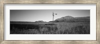 Windmill in a Field, U.S. Route 89, Utah (black & white) Fine Art Print
