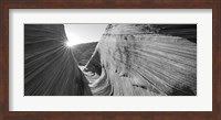 Sandstone rock formations in black and white, The Wave, Coyote Buttes, Utah, USA Fine Art Print