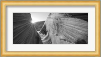 Sandstone rock formations in black and white, The Wave, Coyote Buttes, Utah, USA Fine Art Print