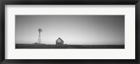 Farmhouse and Windmill in a Field, Illinois (black & white) Fine Art Print