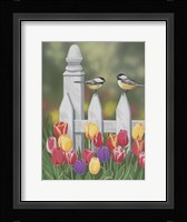 Chickadees And Tulips Fine Art Print