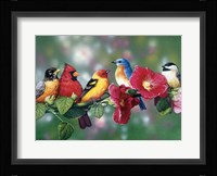 Songbirds On Hollyhock Fine Art Print