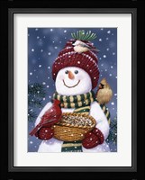 Snowman Feeding Birds Fine Art Print