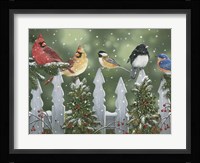 Winter Birds on a Snowy Fence Fine Art Print