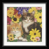 Kitties And Flowers Fine Art Print