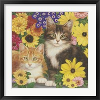 Kitties And Flowers Fine Art Print