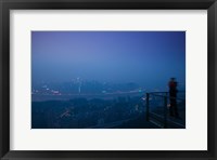 Illuminated city viewed from Yikeshu viewing platform at evening, Chongqing, Yangtze River, Chongqing Province, China Fine Art Print