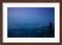Illuminated city viewed from Yikeshu viewing platform at evening, Chongqing, Yangtze River, Chongqing Province, China Fine Art Print