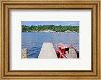 Motorboat moored at a pier, Gravenhurst Bay, Gravenhurst, Ontario, Canada Fine Art Print
