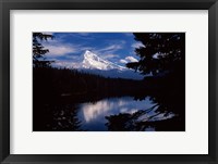 Reflection of a snow covered mountain in a lake, Mt Hood, Lost Lake, Mt. Hood National Forest, Hood River County, Oregon, USA Fine Art Print