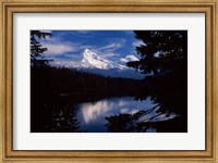 Reflection of a snow covered mountain in a lake, Mt Hood, Lost Lake, Mt. Hood National Forest, Hood River County, Oregon, USA Fine Art Print