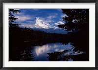 Reflection of a snow covered mountain in a lake, Mt Hood, Lost Lake, Mt. Hood National Forest, Hood River County, Oregon, USA Framed Print