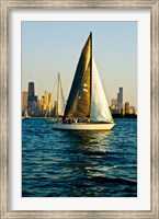 Sailboat in a lake, Lake Michigan, Chicago, Cook County, Illinois, USA Fine Art Print