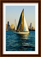 Sailboat in a lake, Lake Michigan, Chicago, Cook County, Illinois, USA Fine Art Print