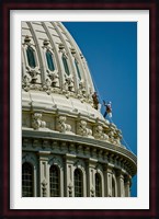 Workers on a government building dome, State Capitol Building, Washington DC, USA Fine Art Print