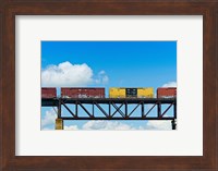 Freight train passing over a bridge, Ontario, Canada Fine Art Print