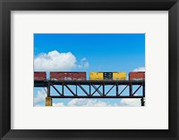Freight train passing over a bridge, Ontario, Canada Fine Art Print