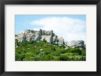 Low angle view of a ruined town on a rock outcrop, Les Baux-de-Provence, Bouches-Du-Rhone, Provence-Alpes-Cote d'Azur, France Fine Art Print
