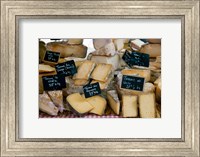 Cheese for sale at a market stall, Lourmarin, Vaucluse, Provence-Alpes-Cote d'Azur, France Fine Art Print