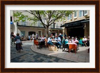 Tourists at sidewalk cafes, Lourmarin, Vaucluse, Provence-Alpes-Cote d'Azur, France Fine Art Print