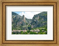 Village at mountainside, Moustiers-Sainte-Marie, Alpes-de-Haute-Provence, Provence-Alpes-Cote d'Azur, France Fine Art Print