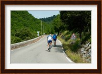 Bicyclists on the road, Bonnieux, Vaucluse, Provence-Alpes-Cote d'Azur, France Fine Art Print