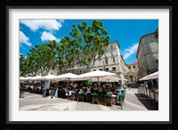 Tourists at sidewalk cafes, Place de l'Horloge, Avignon, Vaucluse, Provence-Alpes-Cote d'Azur, France Fine Art Print